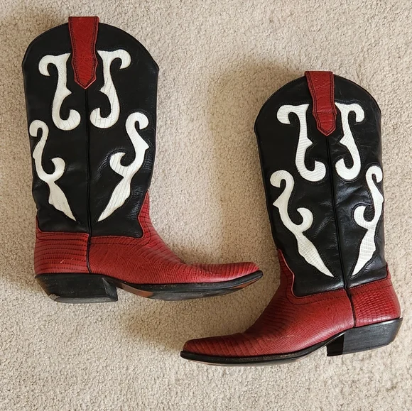 90s Nine West Rodeo Cowgirl boho Western Grunge Leather Boots Romnee 8 - Picture 8 of 12